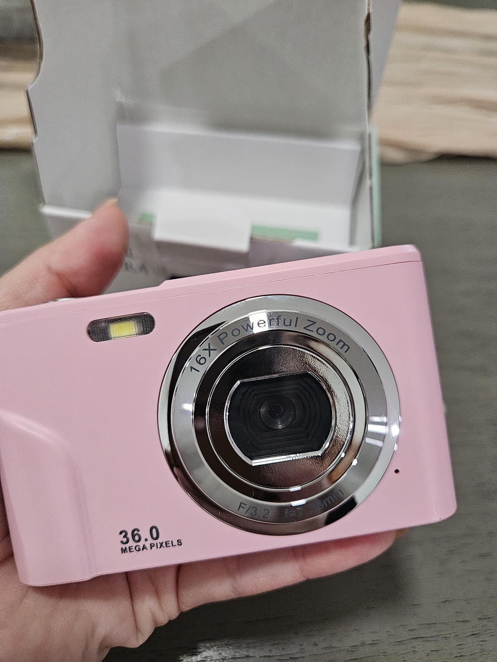 Compact 36MP Pink Digital Camera with 16x Zoom